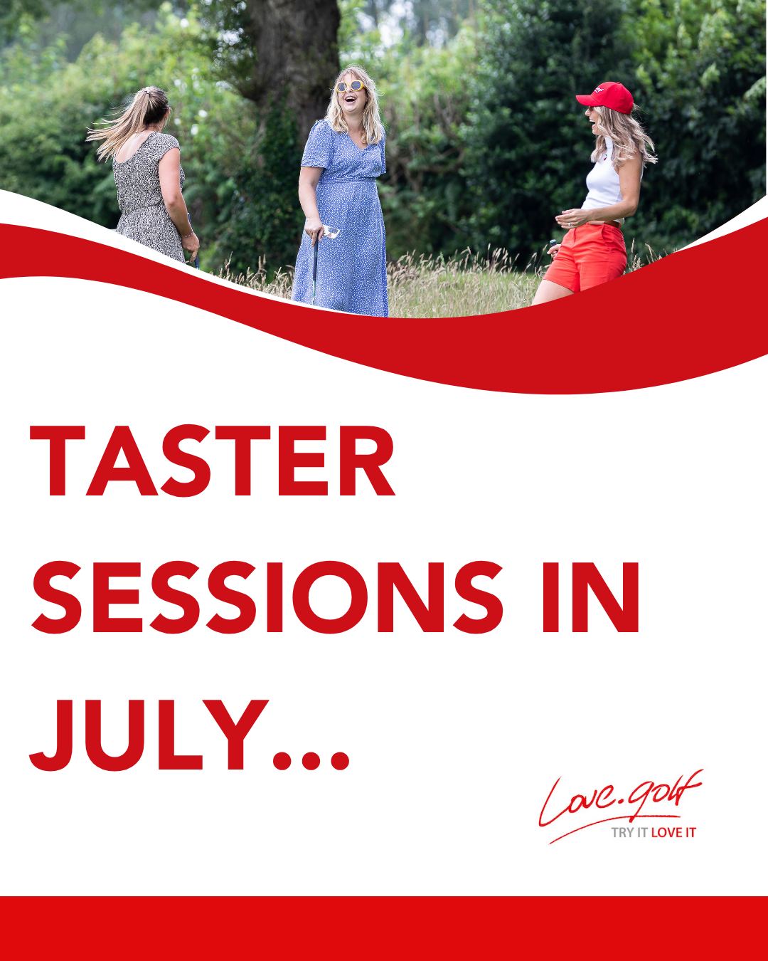 Fancy discovering the fun of golf this summer? ☀️⛳️
See our upcoming Taster Sessions this July and find your nearest ⬇️
📍Walsall - Walsall Golf Club - Thu 03 Jul - 10am
📍Huntingdon - Brampton Park Golf Club - Sun 06 Jul - 2pm
📍Fife - Kirkcaldy Golf Club - Sun 06 Jul - 3pm
📍Ipswich - Fynn Valley Golf Club - Sat 12 Jul - 2:30pm
📍Hampshire - Lee-On-The-Solent Golf Club - Sat 19 Jul - 11am
📍Portsmouth - Waterlooville Golf Club - Tue 22 Jul - 6pm
📍Leeds - Moor Allerton Golf Club - Wed 23 Jul - 6pm
📍Walsall - Walsall Golf Club - Thu 24 Jul - 5:30pm
Visit our website love.golf/events to book ❤️