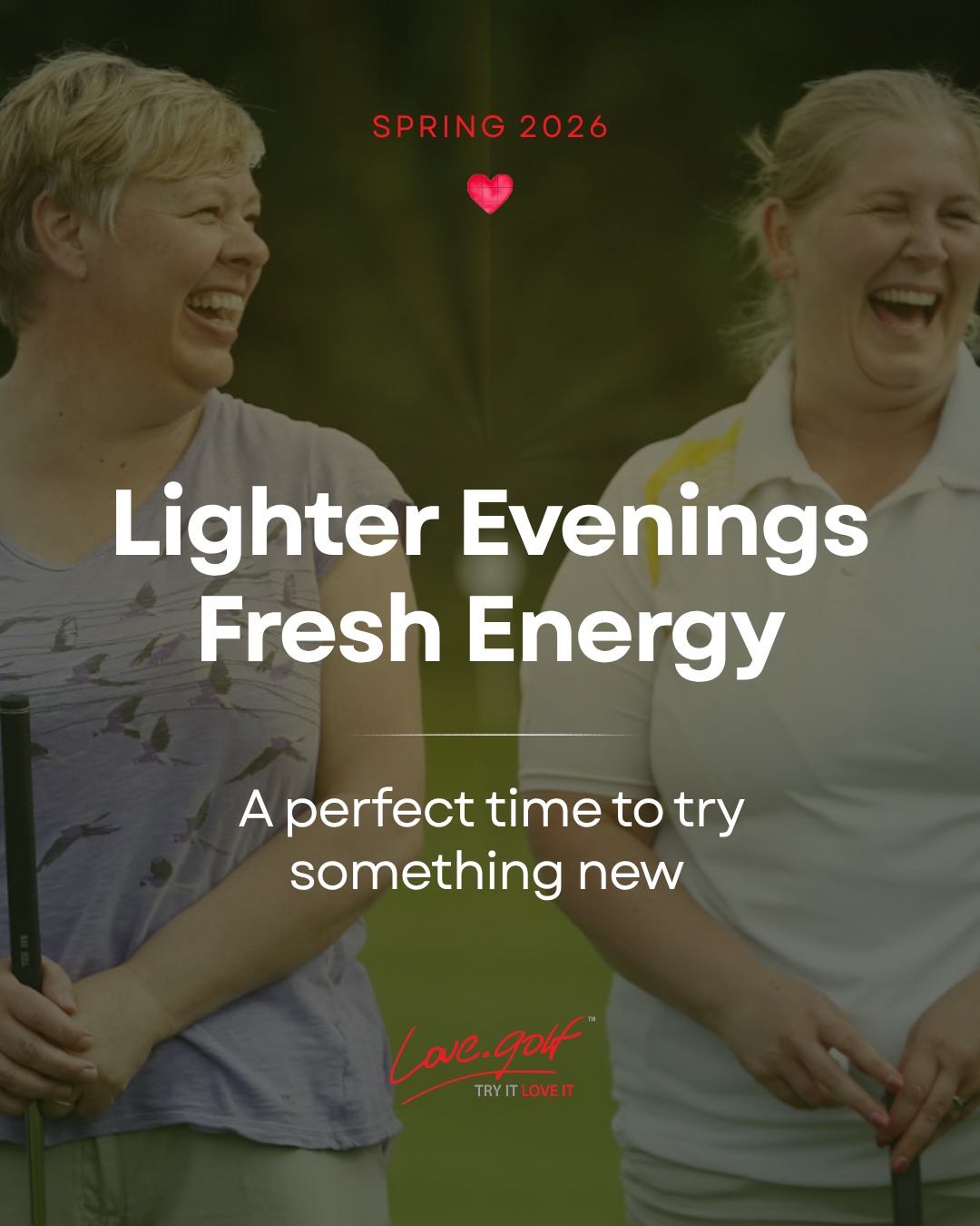 SPRING 2026
Lighter Evenings & Fresh Energy
A perfect time to try something new
No pressure. No experience needed.
Just a little “why not?” energy.
⛳️ https://love.golf/events/
#womensgolf #golflesson #golfcoach #lovegolf #trygolf
