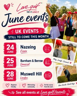 We still have 3 awesome experiences to get you started with love.golf in June 😄 

⛳ Nazeing – 24th June
⛳ Burnham & Berrow – 25th June
⛳ Muswell Hill – 28th June 

Relaxed coaching, fresh air, friendly women and the chance to try something new in a way that feels fun, welcoming and completely different from traditional golf. 

Reserve your place: love.golf/events/ 
#newhobby #golfer #newtogolf #womensgolf #trygolf